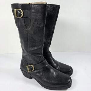 Bogs Gretchen Tall Leather Boots Womens 8.5 Black Waterproof buckle